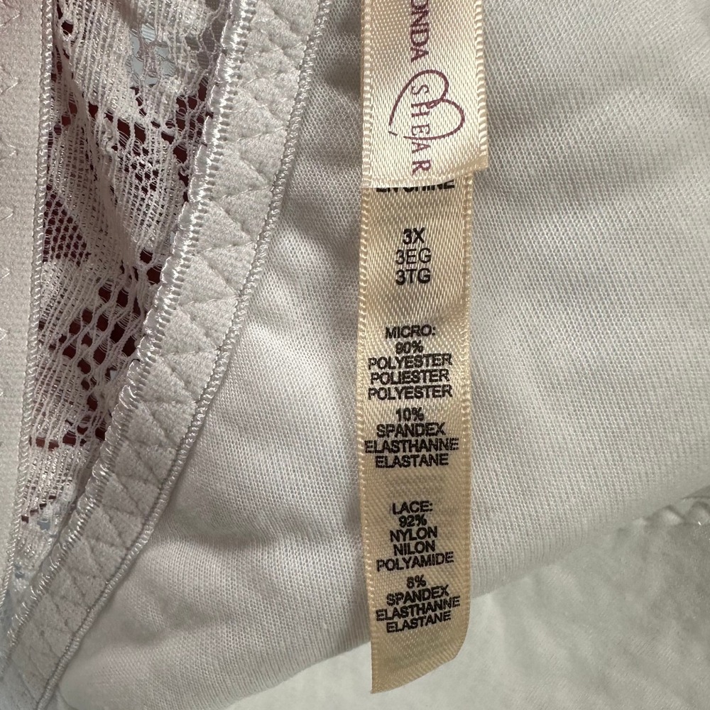 Rhonda Shear Lace Bra 3X White Comfort Support Wireless Stretch Everyday HSN - Picture 4 of 8